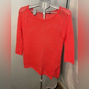 Jeanne Pierre coral open knit crochet sweater‎ size small